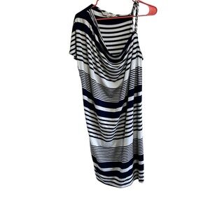 Trina Turk Blue and White One Shoulder Sundress